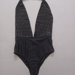 URBAN OUTFITTERS OUT FROM UNDER RHINESTONE HALTER NECK BODYSUIT SIZE S/P
